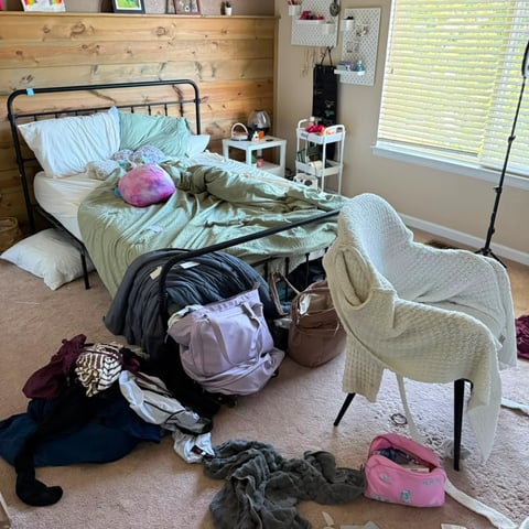 dirty bedroom before cleaning
